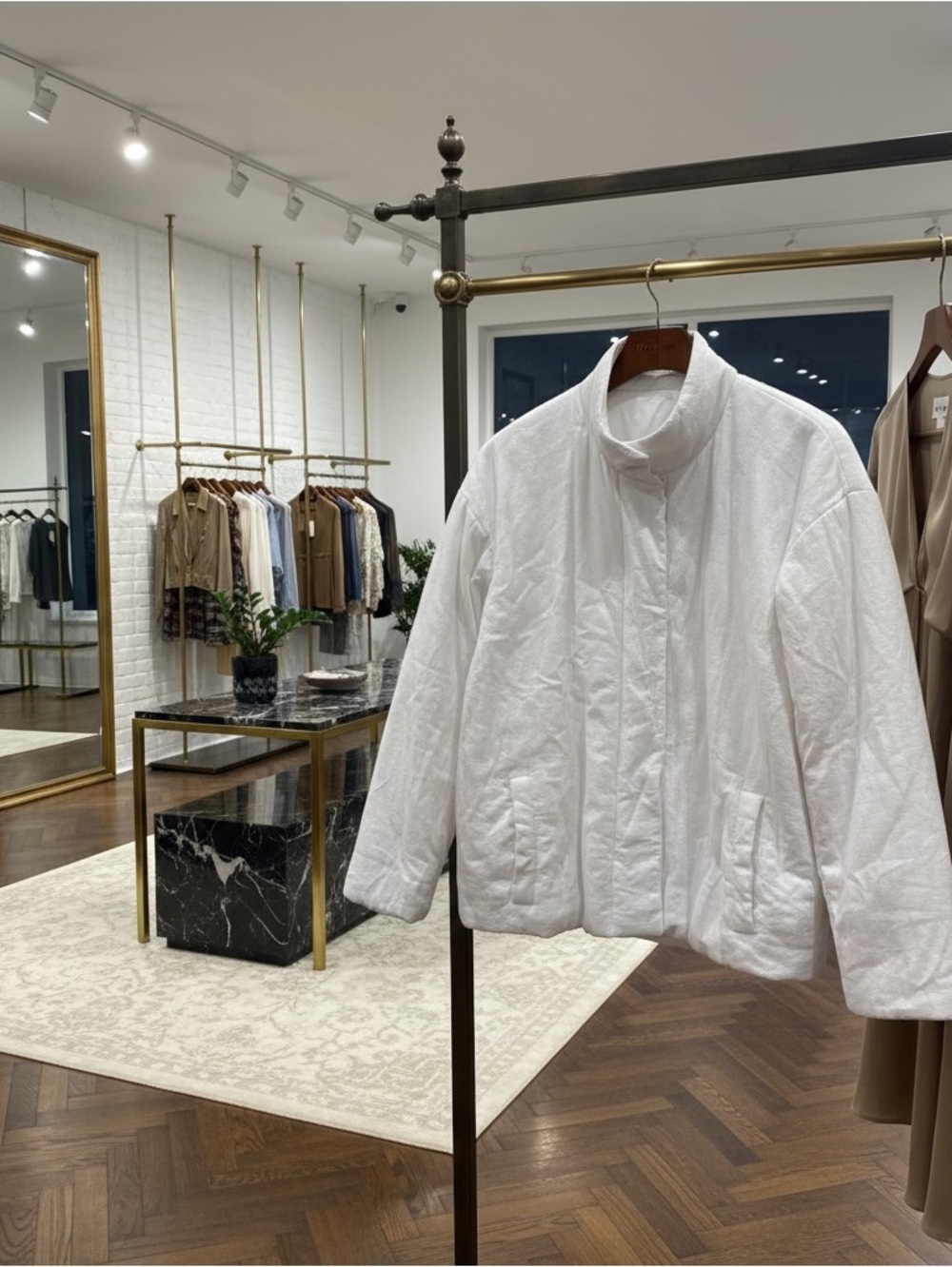 Eileen Fisher light white Women's organic cotton Quilted Jacket size m